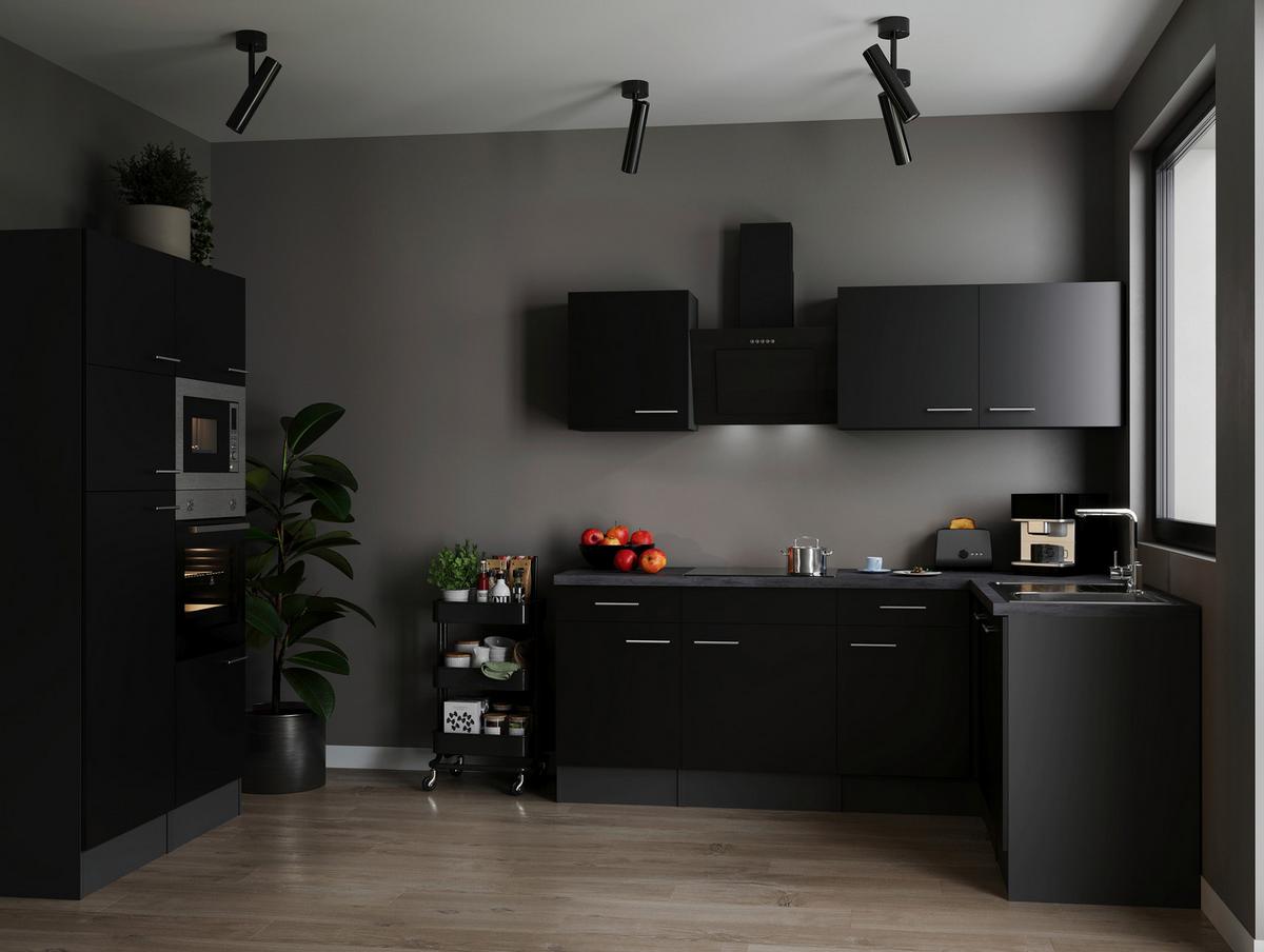 Kotna Kuhinja Z Aparati Oliver, 340x172cm - srebrne barve/črna, Design, kovina/leseni material (340/172cm) - Respekta