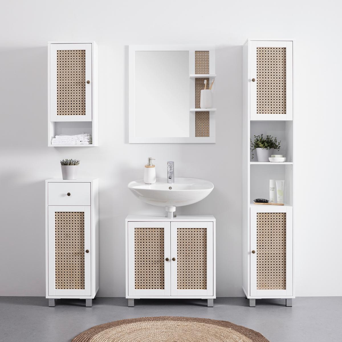 Faliszekrény Fehér-natúr Lisa - natúr színű/bronzszínű, Modern, faalapú anyag/fém (32/72/20cm) - Bessagi Home