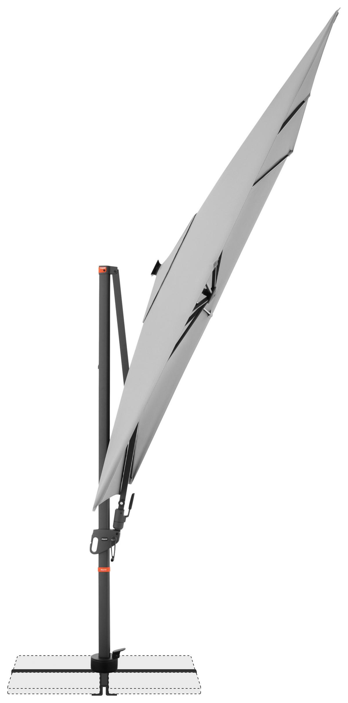 Ampelschirm Myzone Led Hellgrau ca. 300x220cm - Anthrazit/Hellgrau, Basics, Textil/Metall (300/220cm) - Doppler