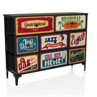 Komoda Ameriko B, Večbarvno - črna/večbarvno, Moderno, kovina/tekstil (102,5/77,5/30cm) - MID.YOU