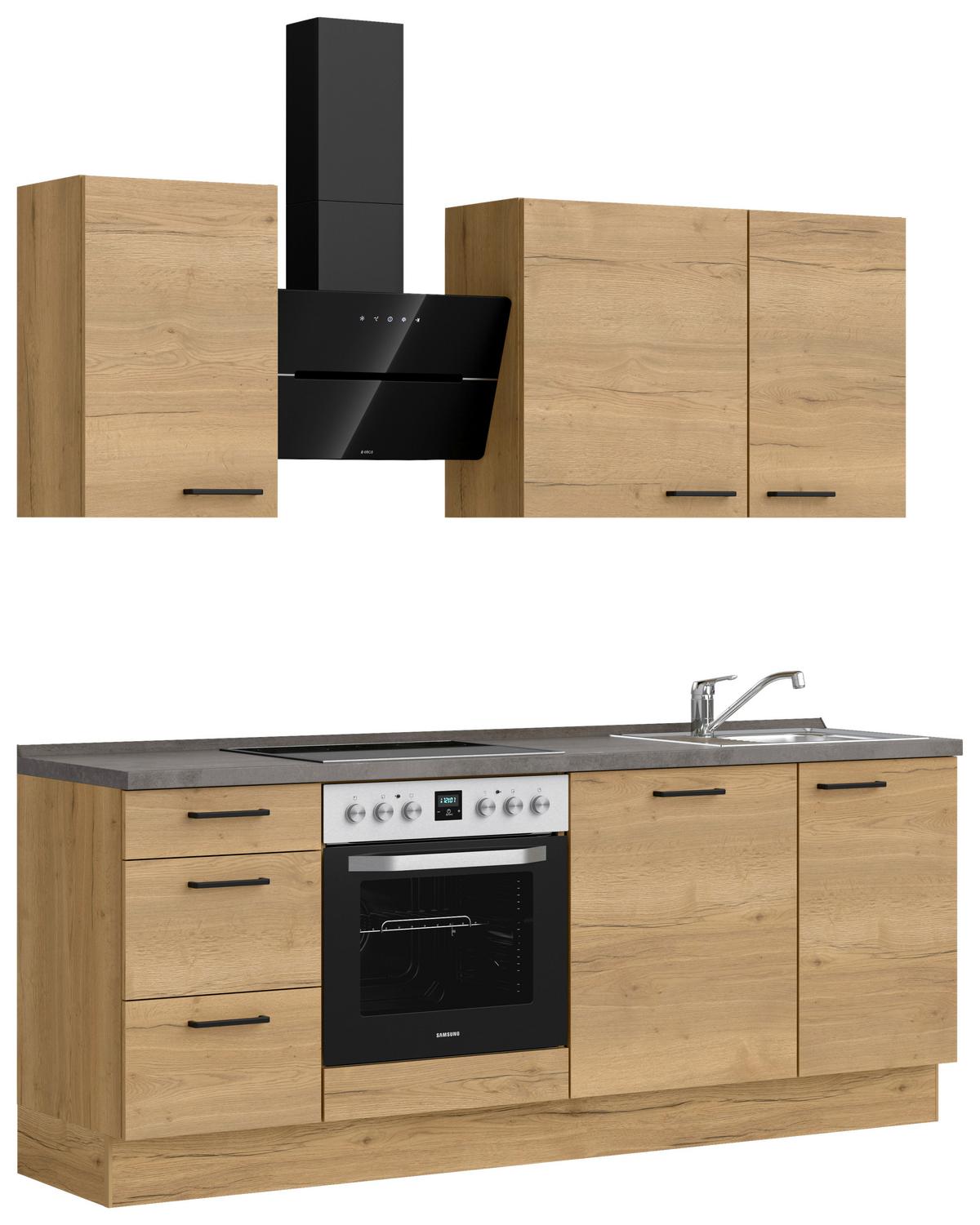 Küchenleerblock Structura High o. Geräte Eiche - Schieferfarben/Eichefarben, MODERN, Holzwerkstoff/Metall (210cm) - Nobilia