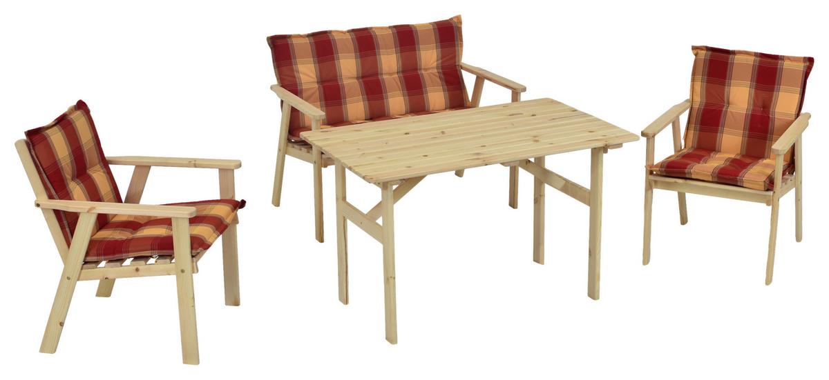 Vrtni Set Sylt, 4-Delno, Masivno - rdeča/naravne barve, Moderno, umetna masa/les - Gardenson
