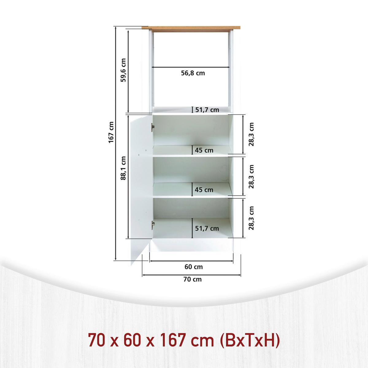 Szekrény Beépíthető Gépekhez Sicilia - Artisan tölgy/ezüstszínű, Romantik / Landhaus, faalapú anyag/fém (70/167/60cm) - Mömax
