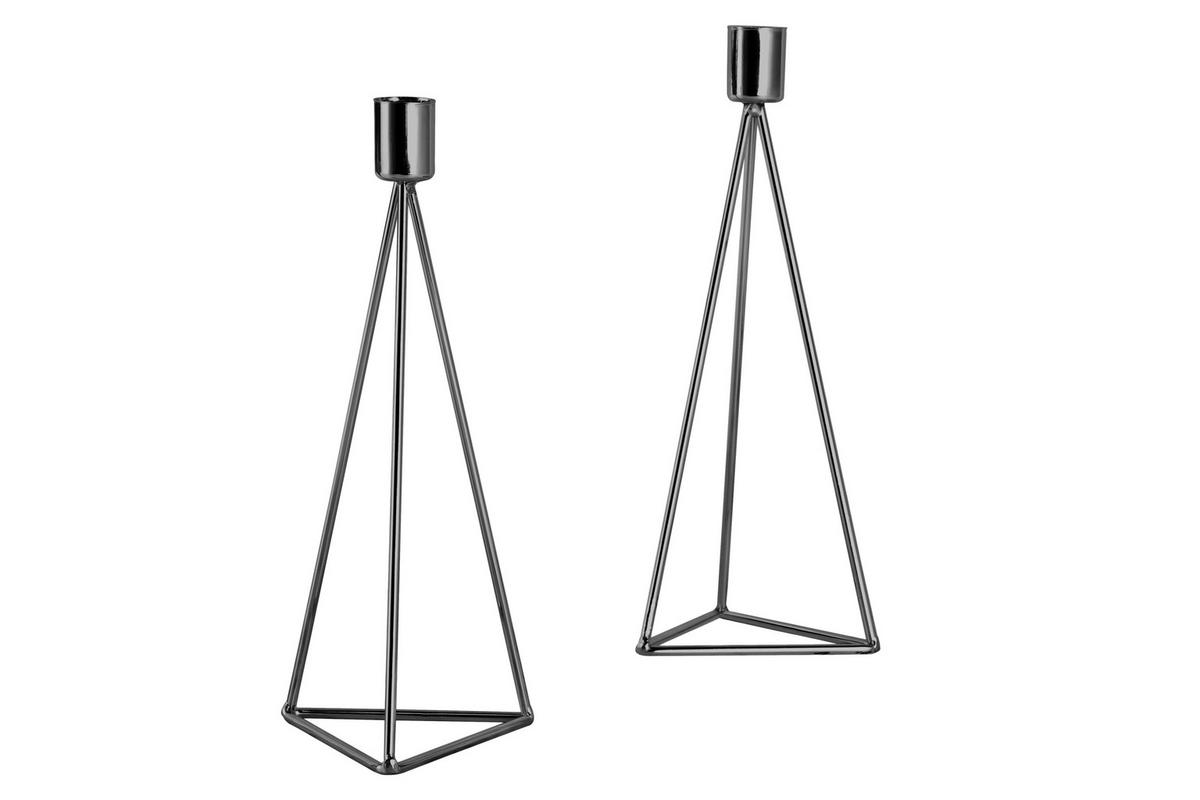 Kerzenhalter-Set Schwarz - Schwarz, Basics, Metall (9,5/24,2cm) - Echtwerk