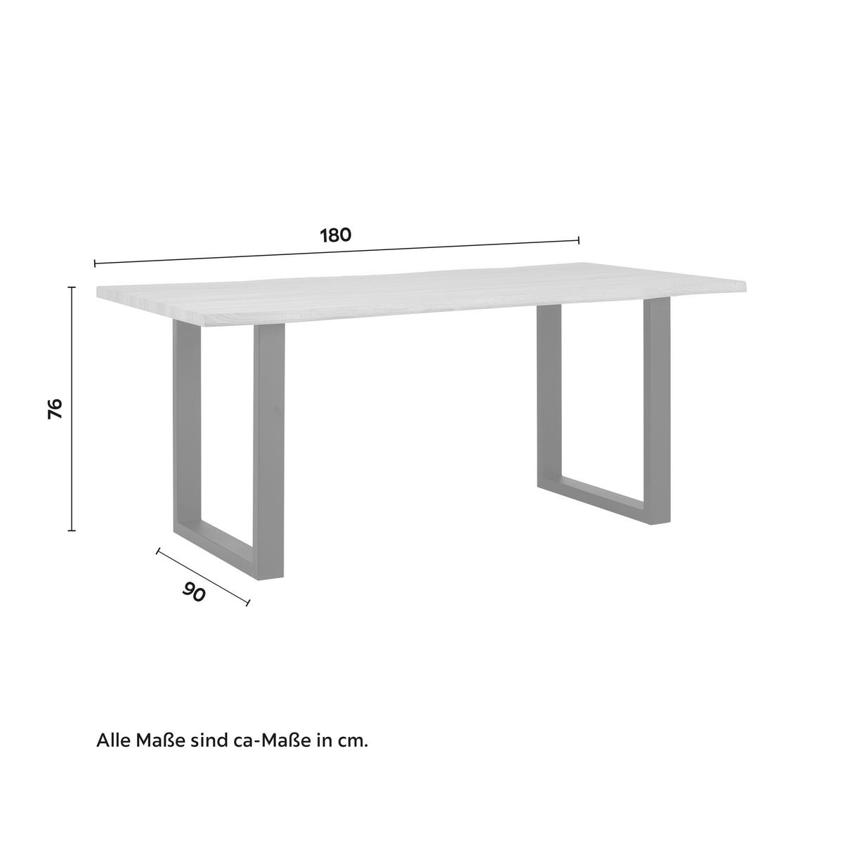 Esstisch Holz "Elicia", ca. 180x90 cm, Eiche - Eichefarben/Schwarz, Modern, Metall (180/76/90cm) - Bessagi Home