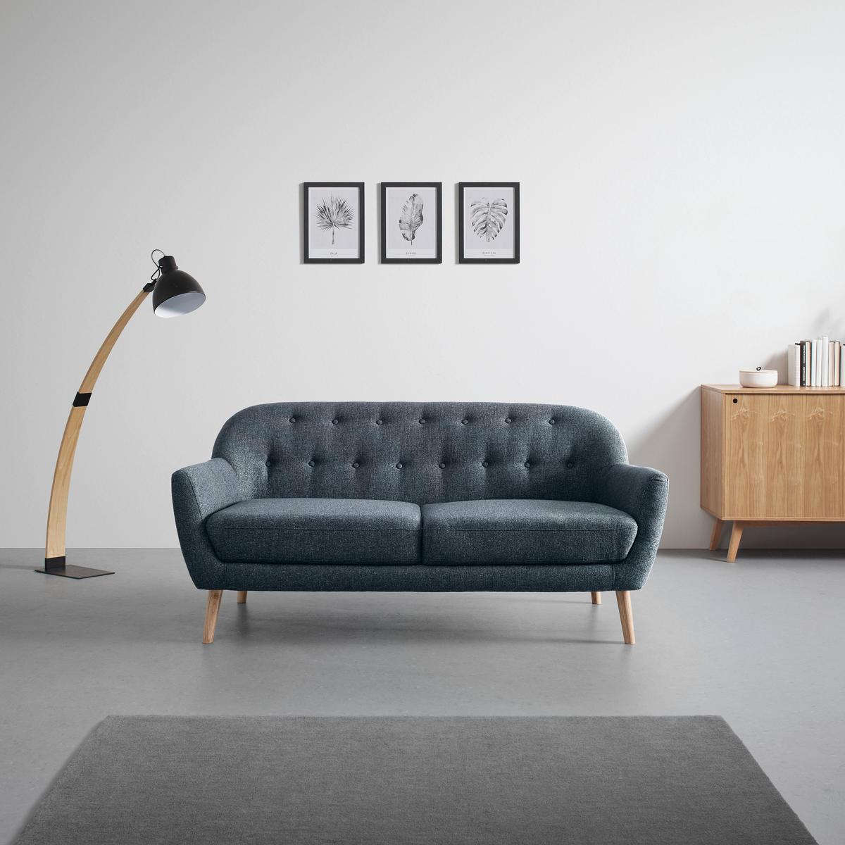 Sofa Lory Dunkelgrau Webstoff - Dunkelgrau/Naturfarben, MODERN, Holz/Textil (170/78/86cm) - Bessagi Home
