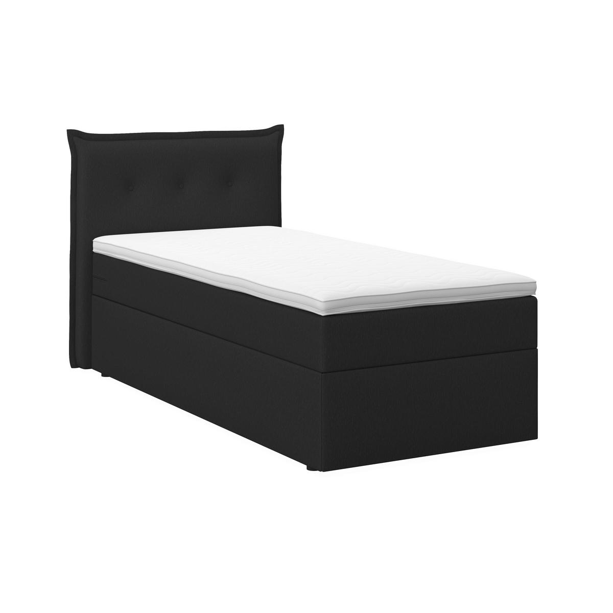 Boxbett Polo ca. 90x200 cm Dunkelgrau mit Topper - Dunkelgrau/Schwarz, Modern, Holz/Kunststoff (90/200cm) - Bessagi Home