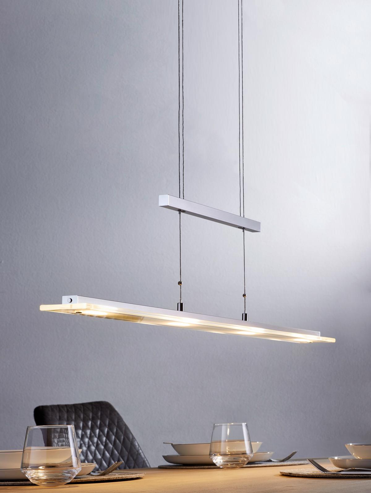LAMPA WISZĄCA LED 211224 TENSO - kolor niklowy, Design, metal/szkło (88/9/80-150cm) - Fischer & Honsel