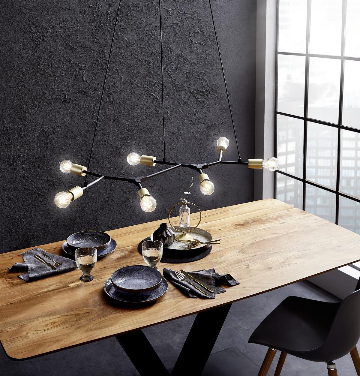 Hängeleuchte Pendel Cross in Schwarz/Bronze max. 28 Watt - Schwarz/Bronzefarben, LIFESTYLE, Metall (91/45/150cm) - Trio Leuchten