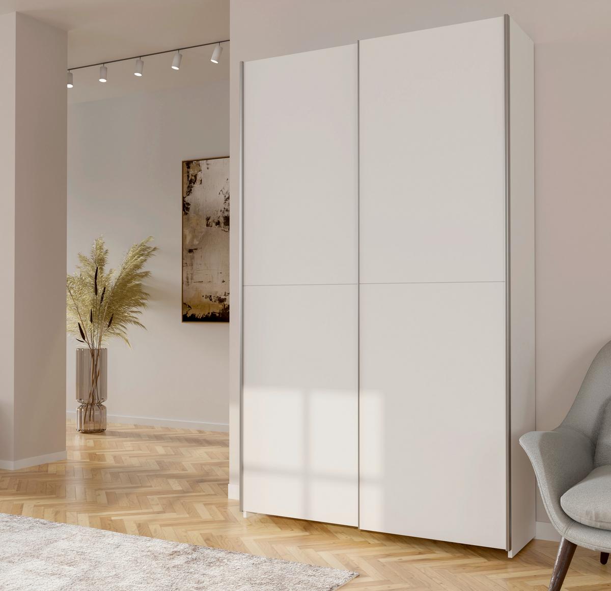 Ormar S Kliznim Vratima Home Nook - bijela/srebrne boje, Basics, drvni materijal/metal (120,1/210/39,1cm) - Modern Living