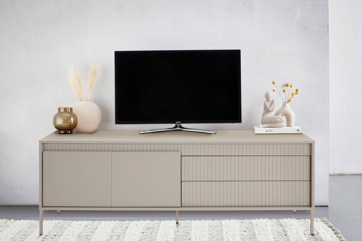 KOMODA NISKA SELINA - kaszmir, Design, materiał drewnopochodny/metal (160/57/40cm) - Xora