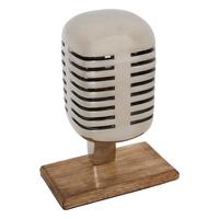 Microfon decorativ Johan cca. 17 cm - argintiu, Basics, metal (6,8/12/17cm)