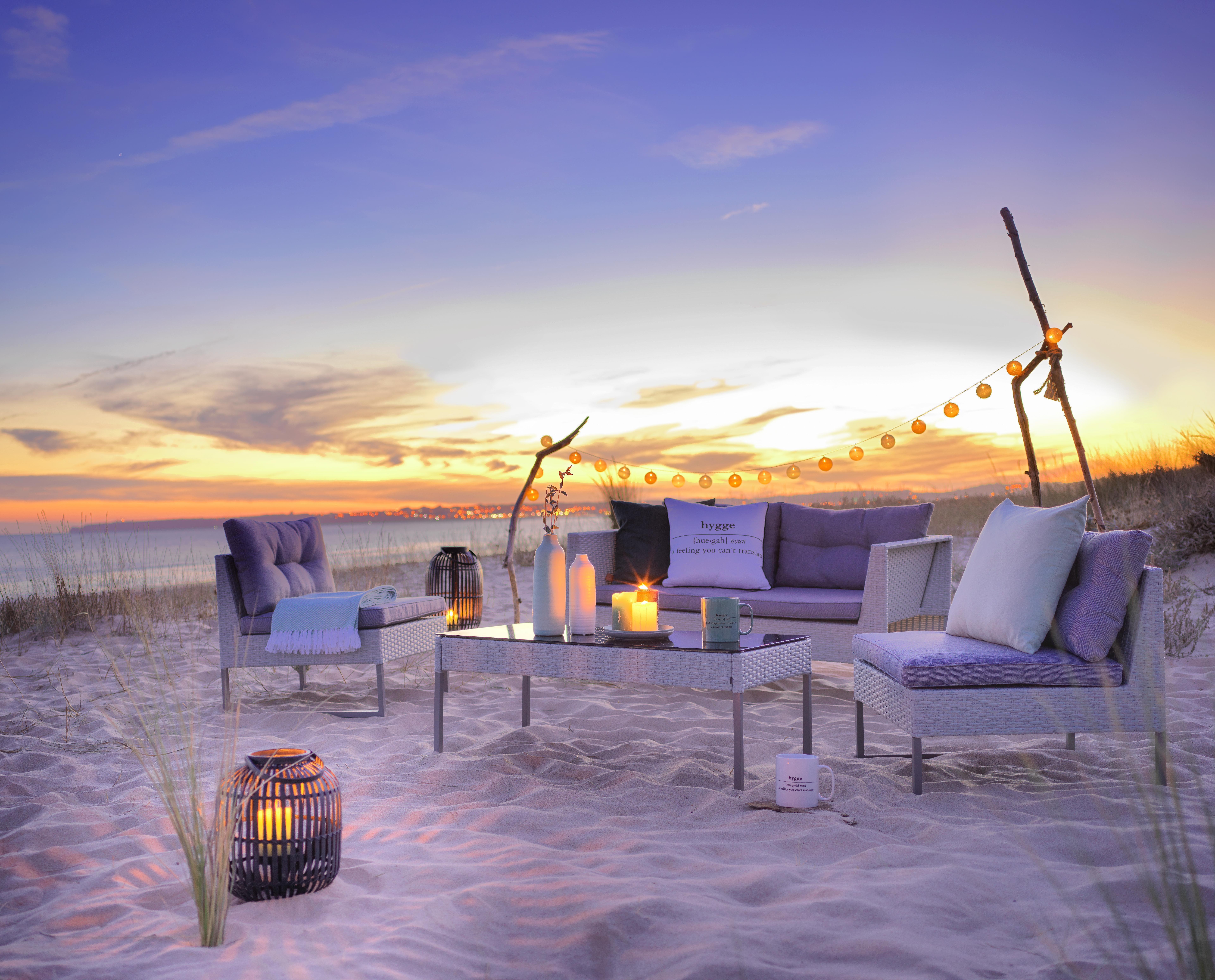 Loungegarnitur Hallstatt in Grau mit Kissen - Hellgrau/Schwarz, MODERN, Glas/Kunststoff - Modern Living