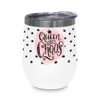 Thermobecher Queen of Chaos aus Edelstahl - Multicolor, Modern, Kunststoff/Metall (9/11,5cm)