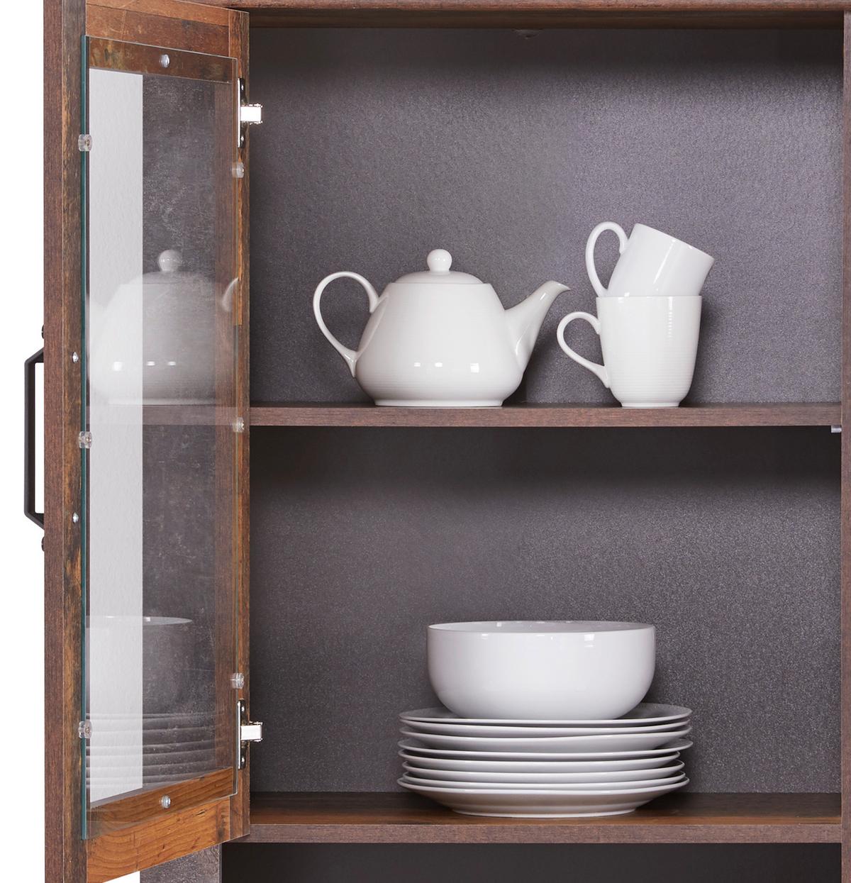 Vitrină Ontario - gri închis/culoare lemn stejar, Trend, sticlă/material pe bază de lemn (105/159/41,5cm) - Modern Living