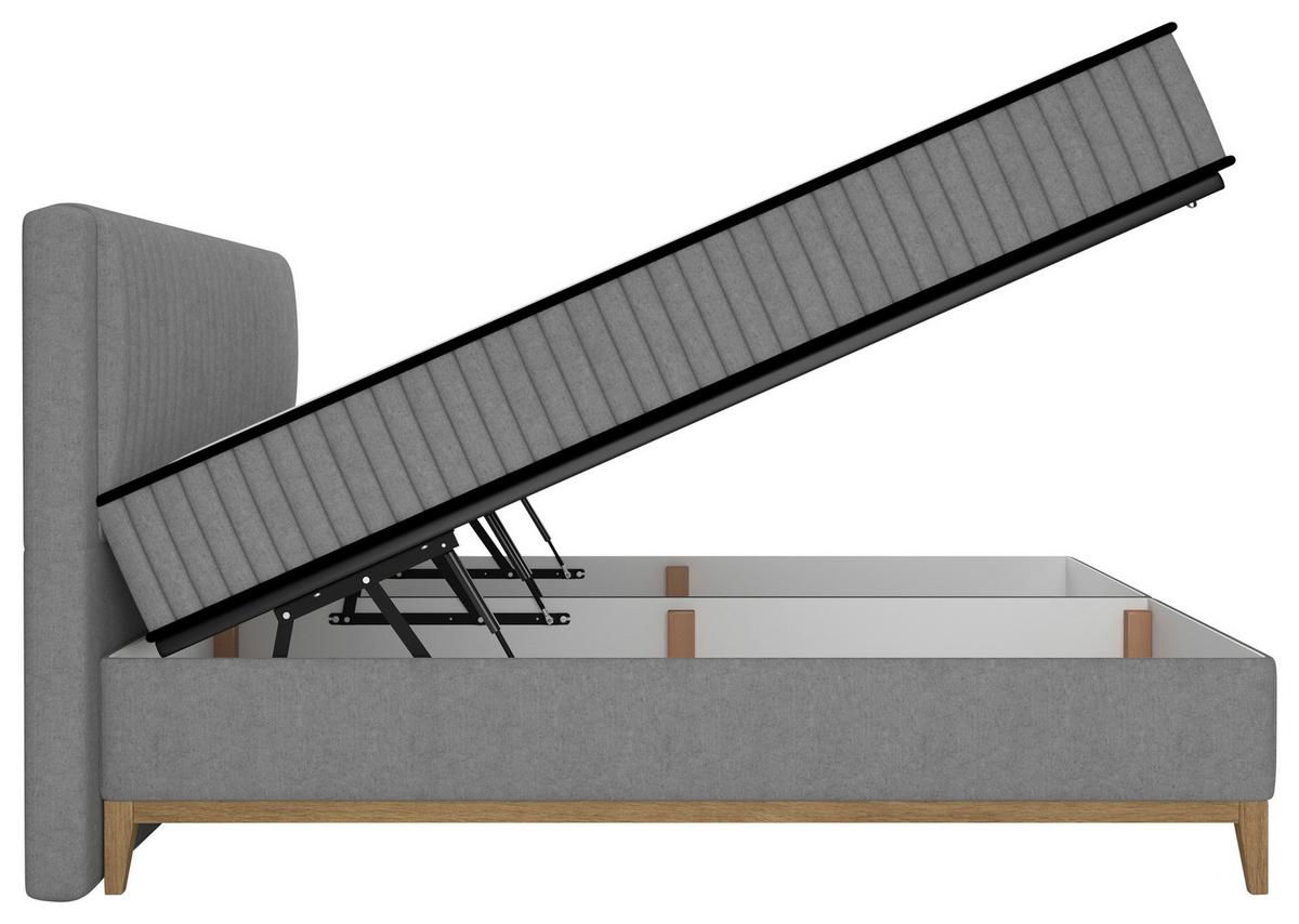 Bett Elena Graphitfarben ca. 200x200cm - Graphitfarben, KONVENTIONELL, Holz/Holzwerkstoff (200/200cm) - Sembella