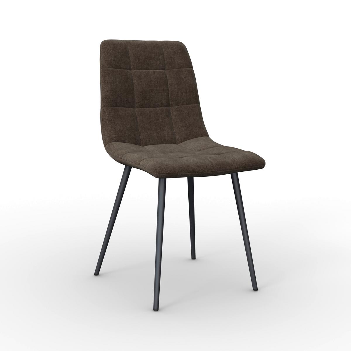 Stuhl Ria Braun Mikrofaser Gepolstert - Schwarz/Braun, MODERN, Textil/Metall (44/87/54cm) - Bessagi Home