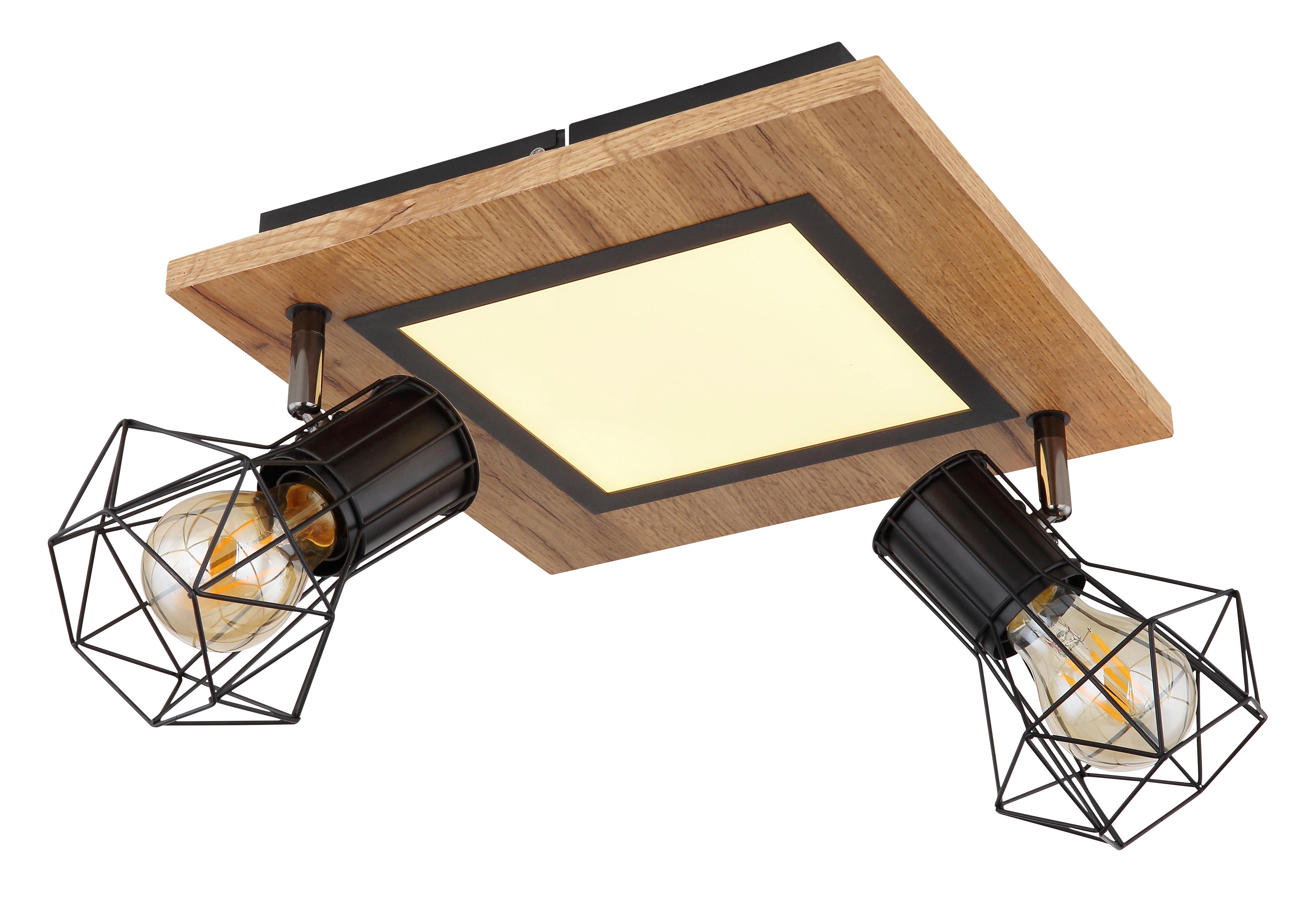 Stropni Reflektor Priska - črna/opal, Natur, kovina/umetna masa (30/30/22,5cm) - Globo