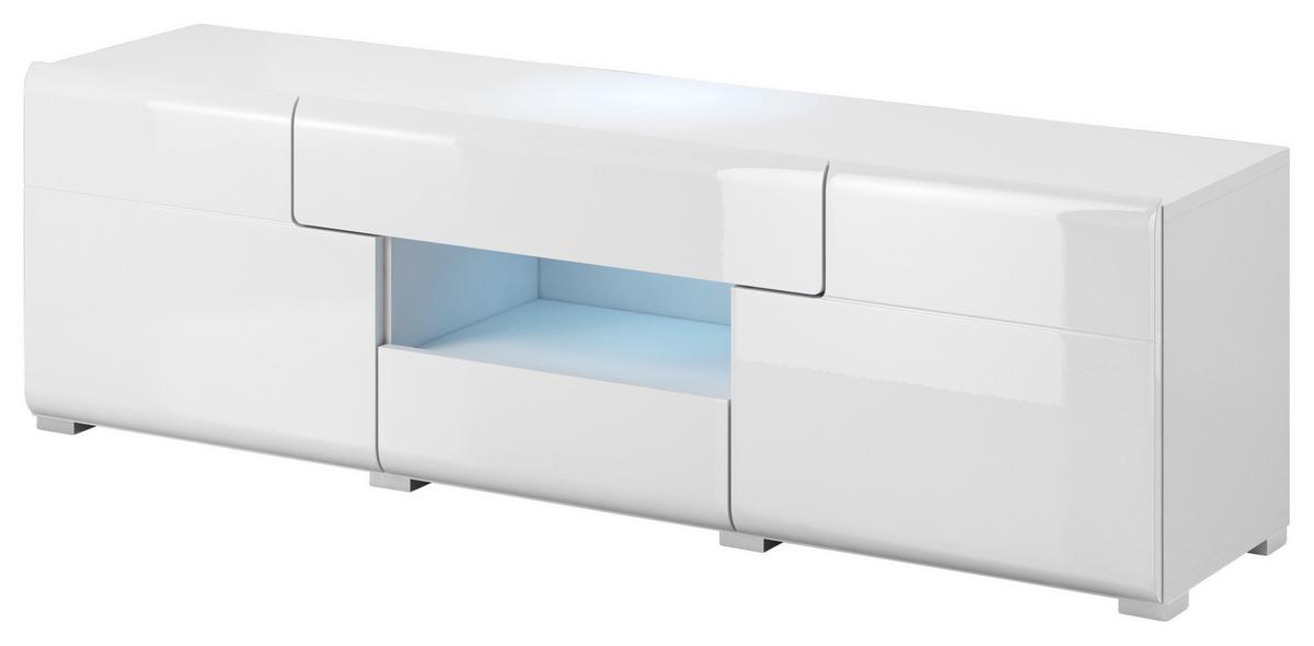 Tv-elem Toledo - magasfényű fehér/fehér, Modern, faalapú anyag (159/47/39cm)