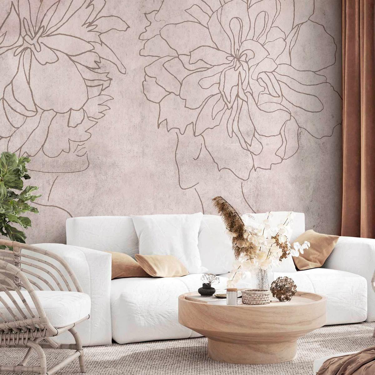 Fotótapéta Floristic Fresco - világosszürke/magenta, Lifestyle, textil (250/175cm) - artgeist