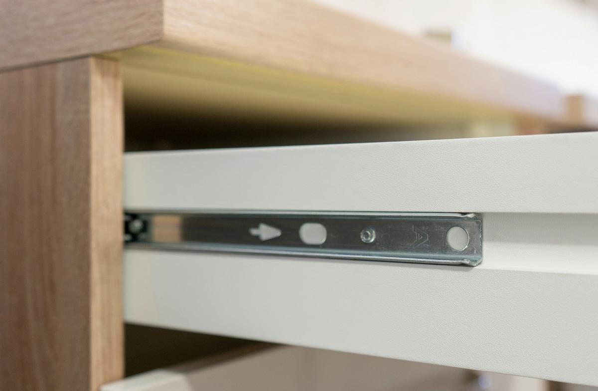 Miniküche Samoa Weiß/Eichefarben - Alufarben/Weiß, MODERN, Holzwerkstoff/Kunststoff (150,5cm) - FlexWell