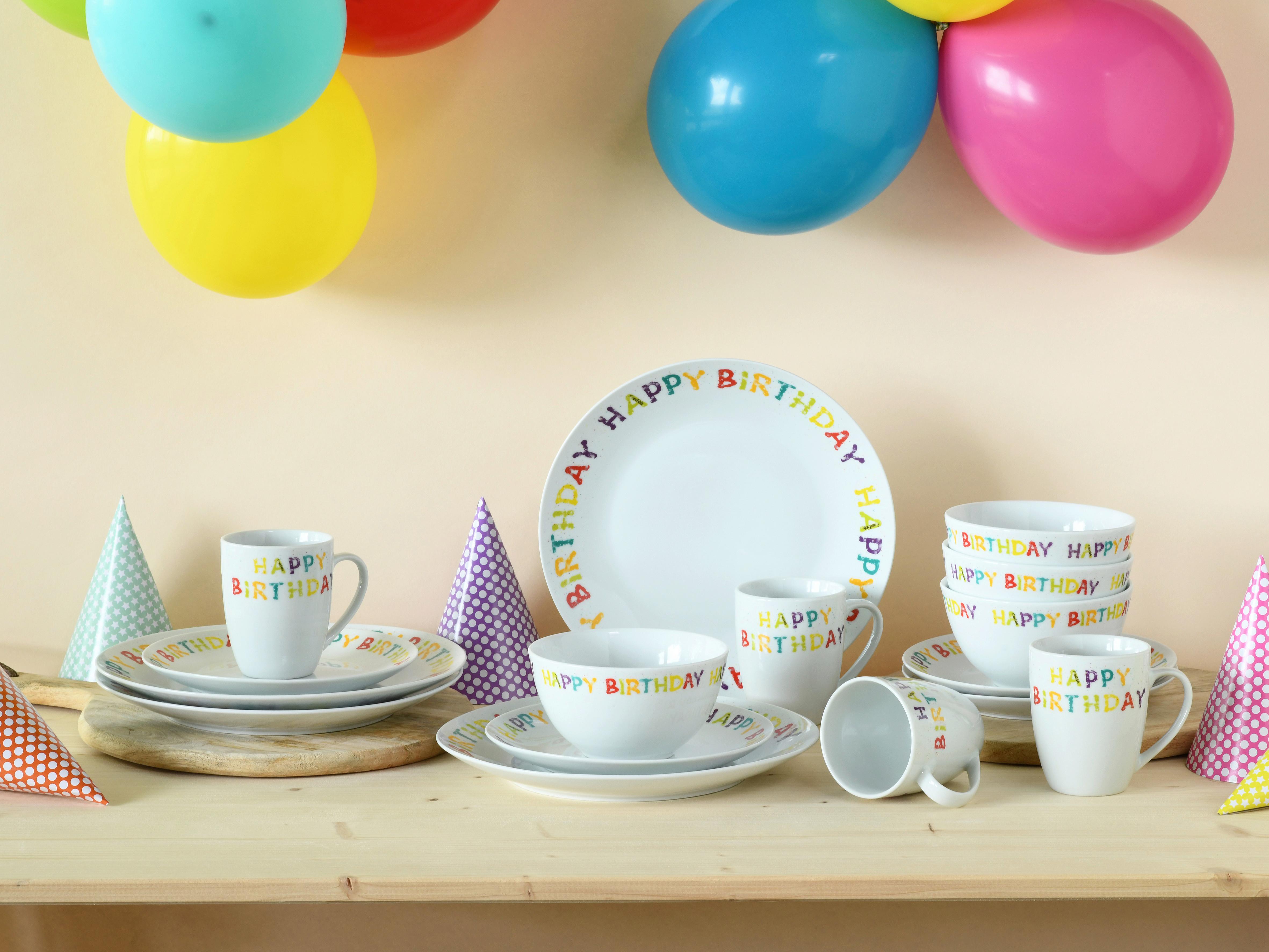 Kombinirani Servis Happy Birthday, 16-Delni - večbarvno, Basics, keramika - Creatable