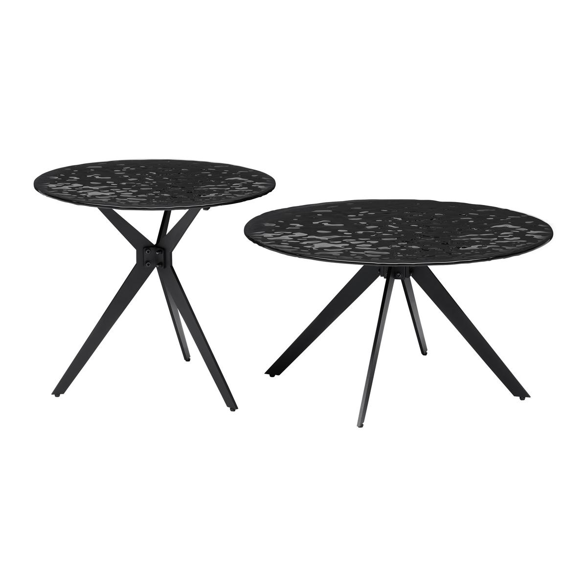 Couchtisch Conti Schwarz, 2er Set - Schwarz, MODERN, Glas/Metall (70/55/38/48/70/55cm) - Mömax