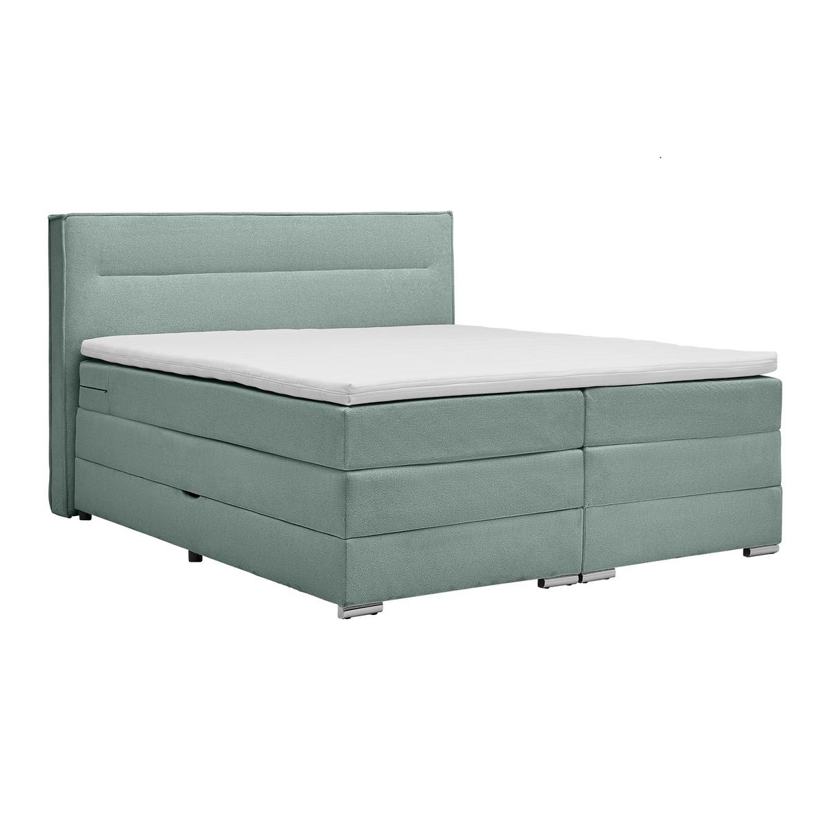 Boxspringbett Papilon Grün ca. 160x200cm - Zinkfarben/Grün, Konventionell, Holz/Holzwerkstoff (160/200cm) - Premium Living