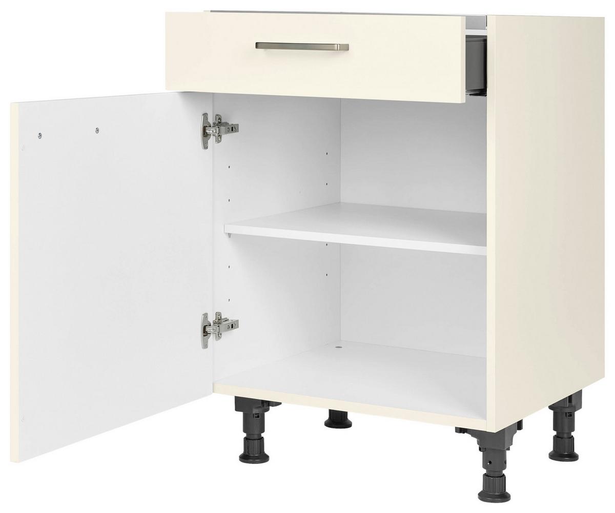 Kochfeldumbauschrank Touch Magnolie - Edelstahlfarben/Magnolie, MODERN, Holzwerkstoff/Metall (60/87/56cm) - Nobilia