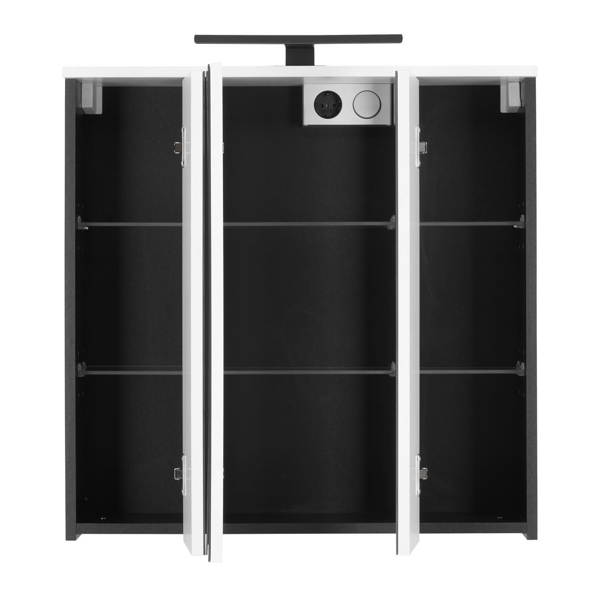 Spiegelschrank Wave II in Schwarz - Weiß, MODERN, Glas/Holzwerkstoff (70/70/20cm) - Mömax