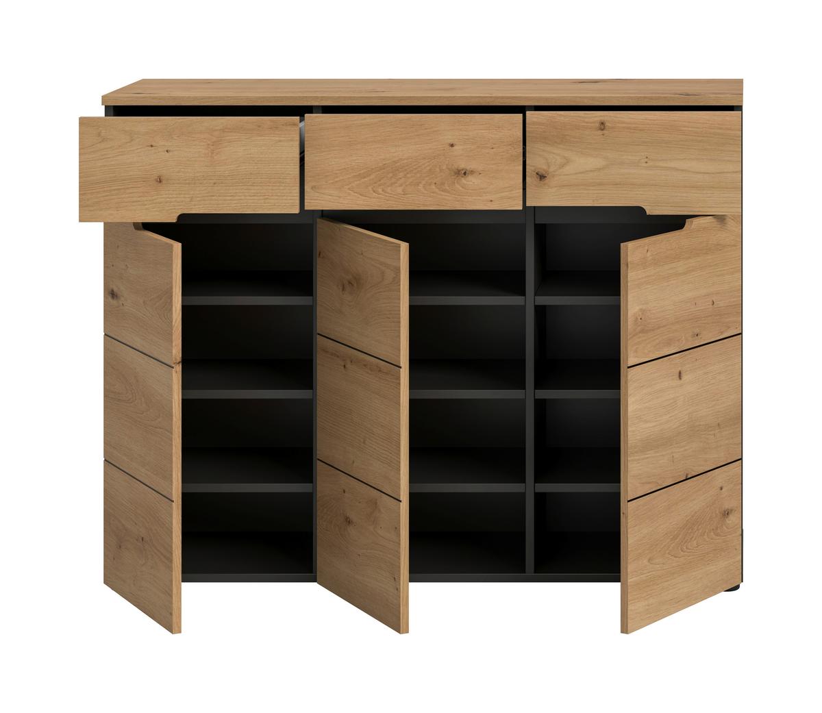 Omara Za Čevlje Canu, Siva, Barva Hrasta - črna/hrast artisan, Design, umetna masa/leseni material (120/94/37cm) - Livetastic