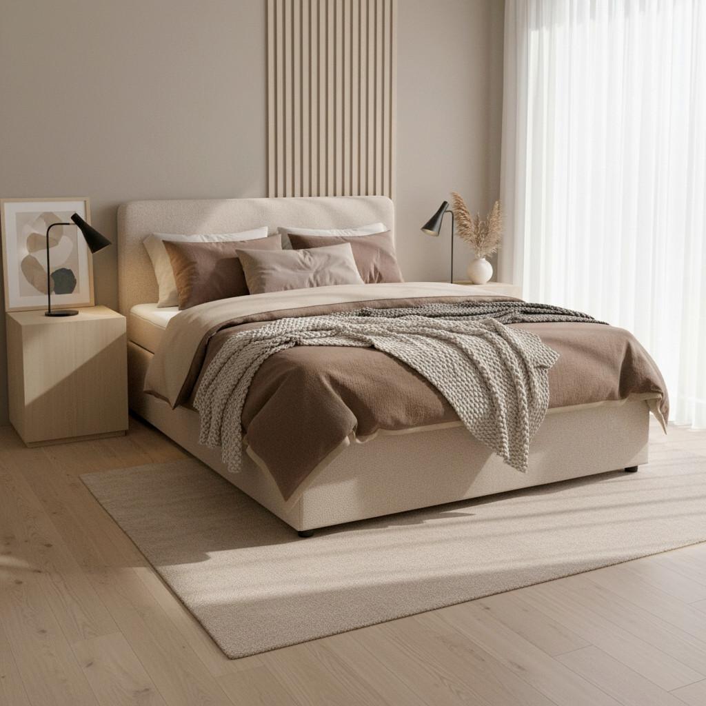 BOXSÄNG MARCO - svart/taupe, Modern, trä/textil (140/200cm) - Bessagi Home