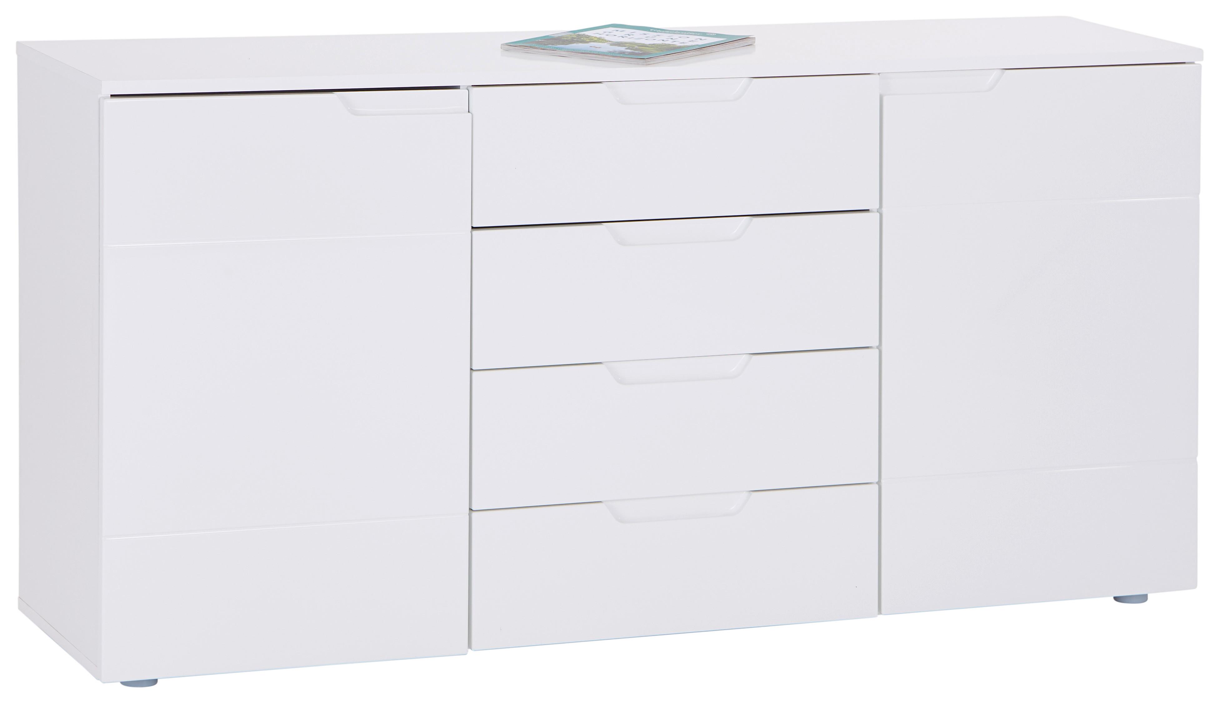 Comodă Hilton - alb/alb lucios intens, Modern, material pe bază de lemn (160/81,4/40cm) - Modern Living
