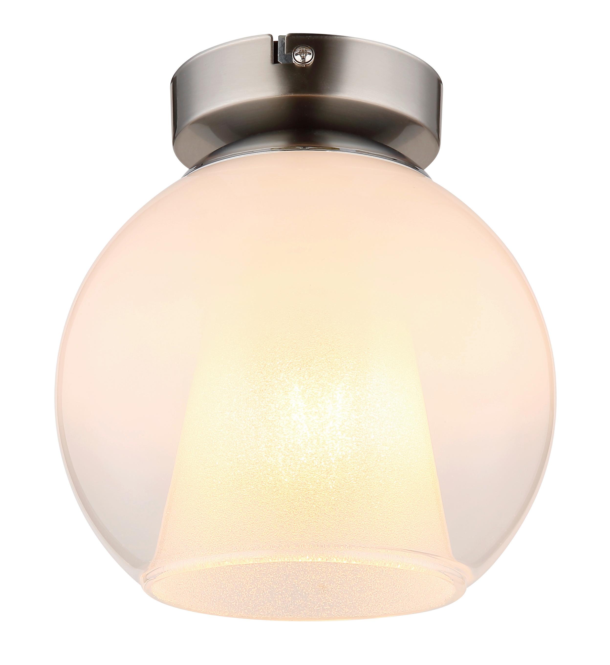 Stropna Svjetiljka Barry - bijela/boje nikla, Basics, staklo/metal (18/19cm) - Globo