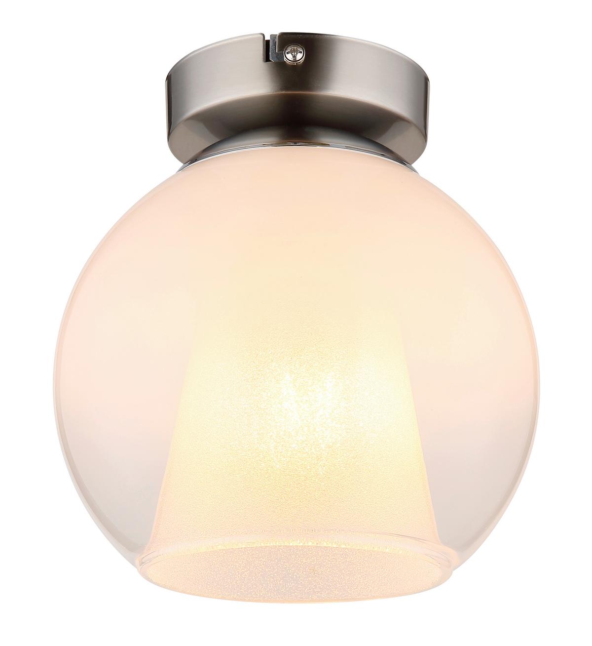 Stropna Svjetiljka Barry - bijela/boje nikla, Basics, staklo/metal (18/19cm) - Globo