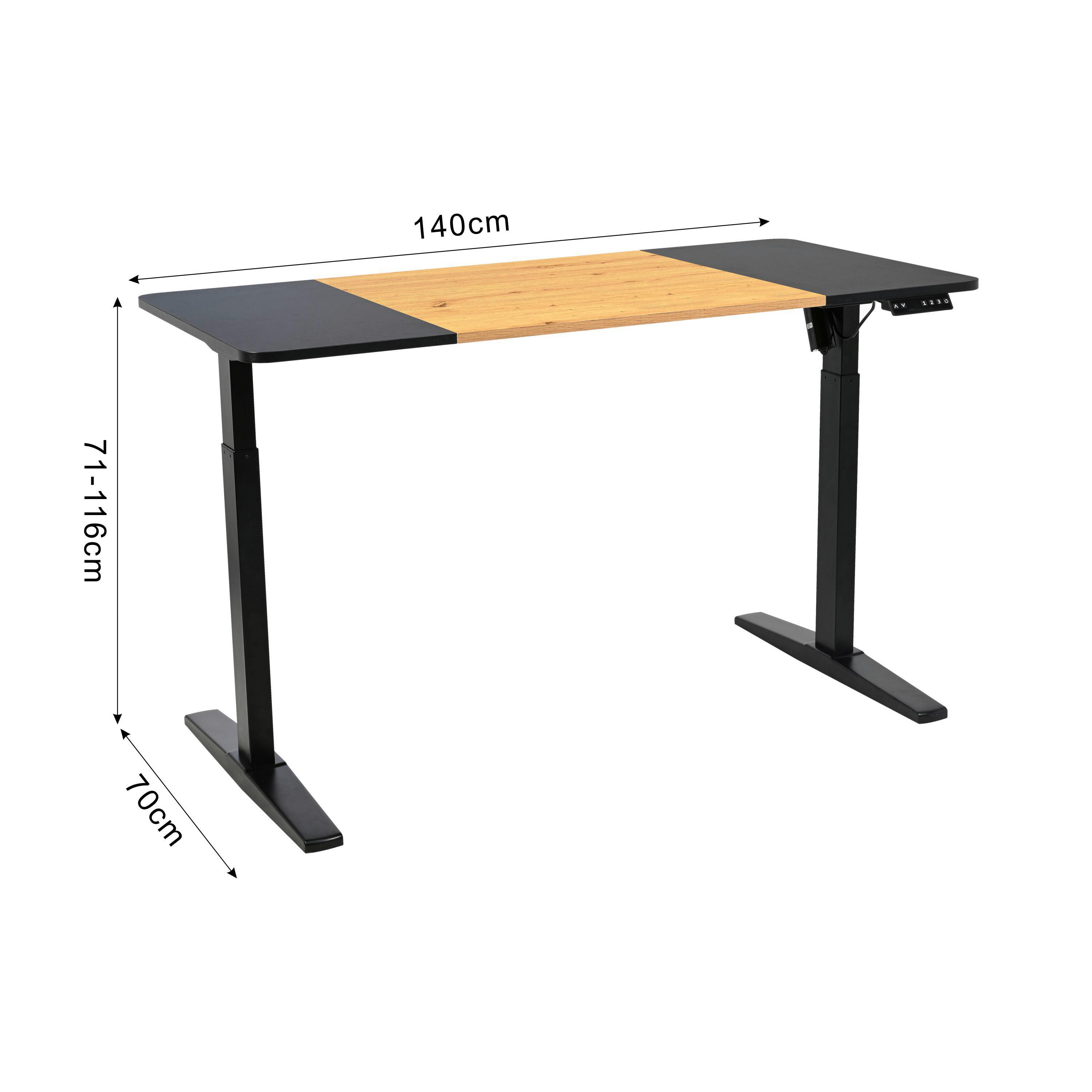 Masă de scris MILAN 2 - culoare natur/negru, Modern, metal/material pe bază de lemn (140/71-116/70cm) - Modern Living