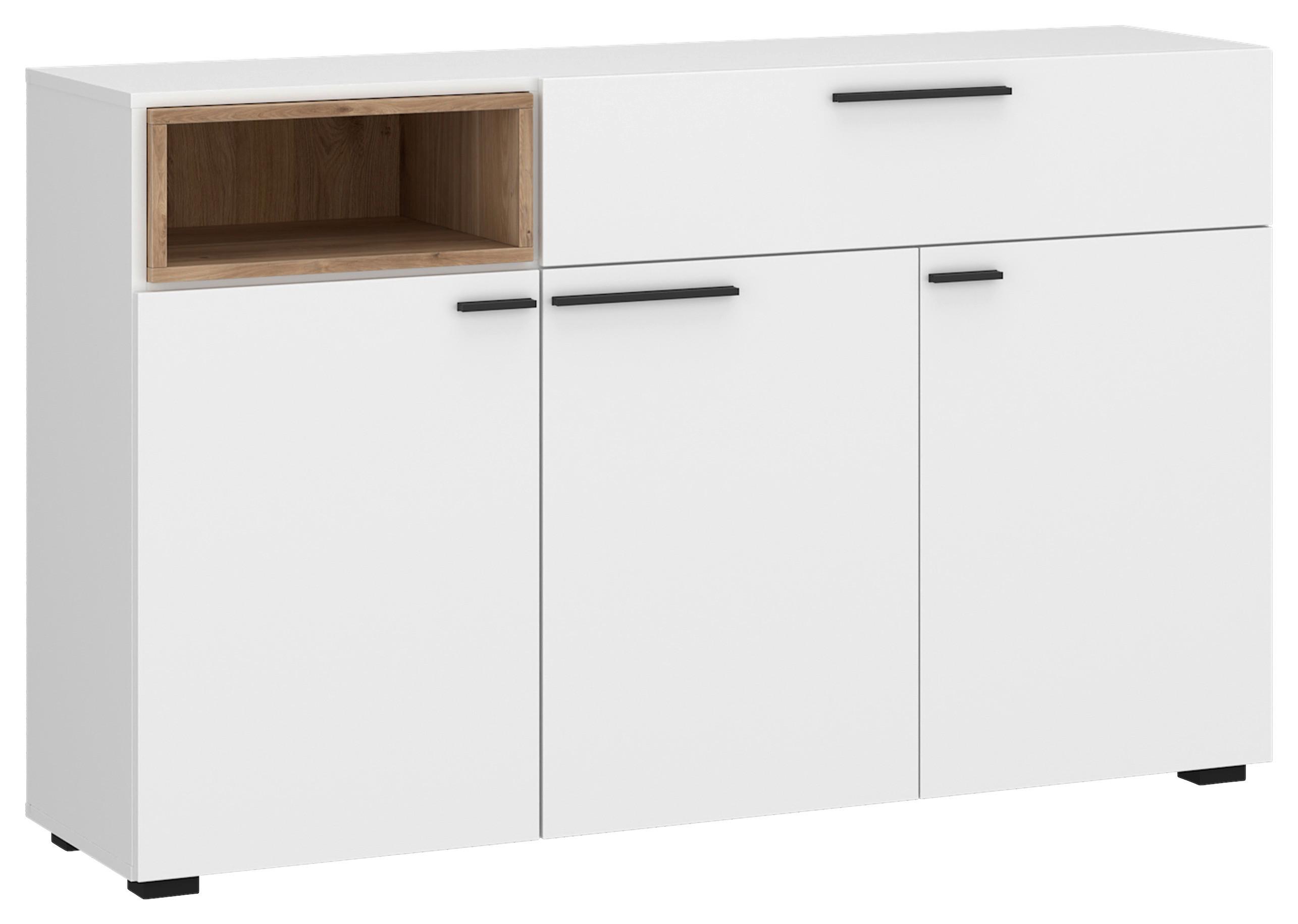 Komoda Marlow - bijela/boje hrasta, Moderno, drvni materijal/plastika (135/86,1/41,6cm) - Modern Living