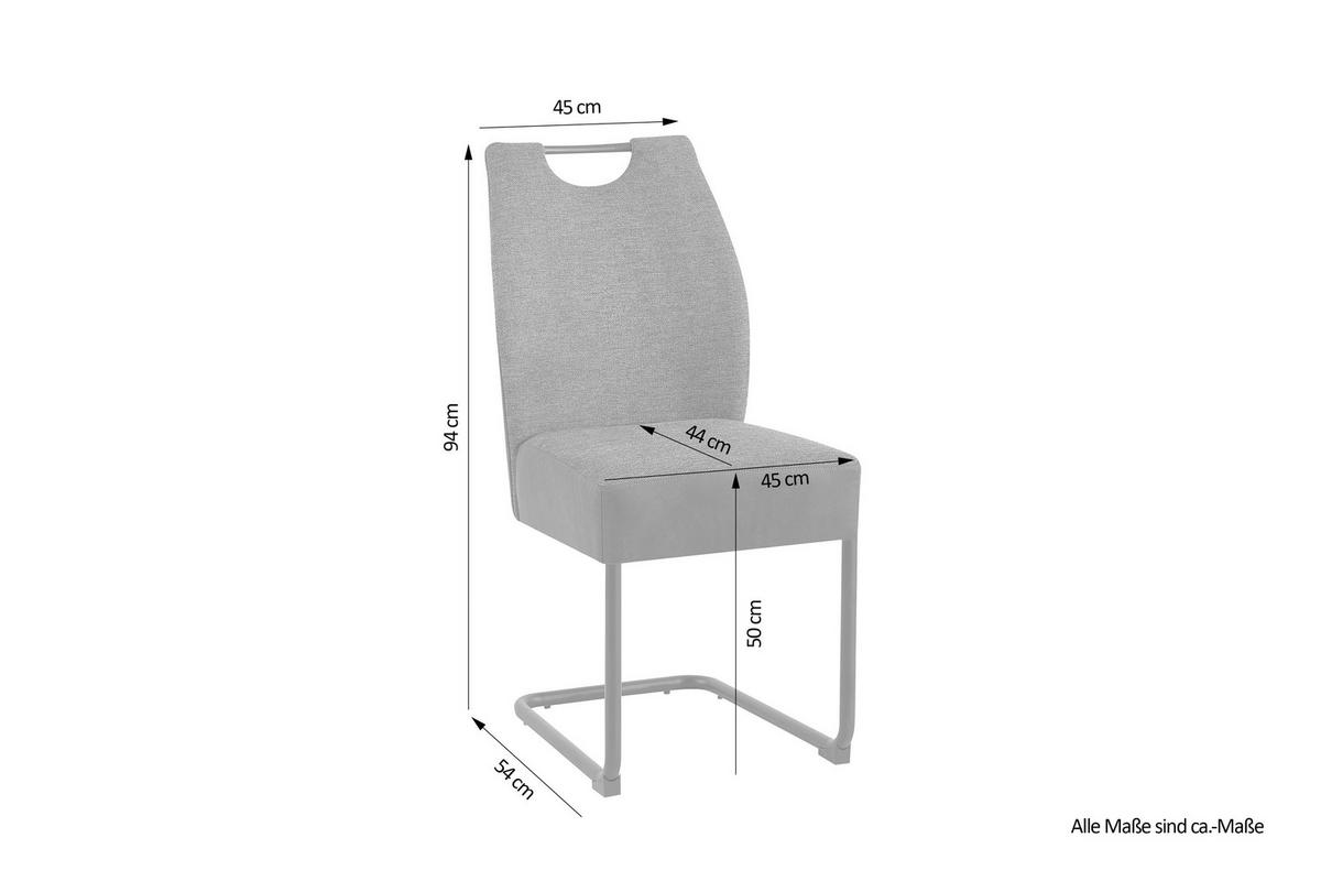 Stuhlset PETER Anthrazit, Federkern - Anthrazit/Schwarz, MODERN, Metall (45/94/54cm) - MID.YOU