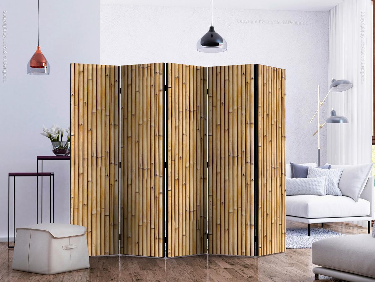 Paravan Amazonian Wall I, 5-Delni, Dvostranski - bež/rjava, Basics, tekstil/les (225/172/3cm) - artgeist
