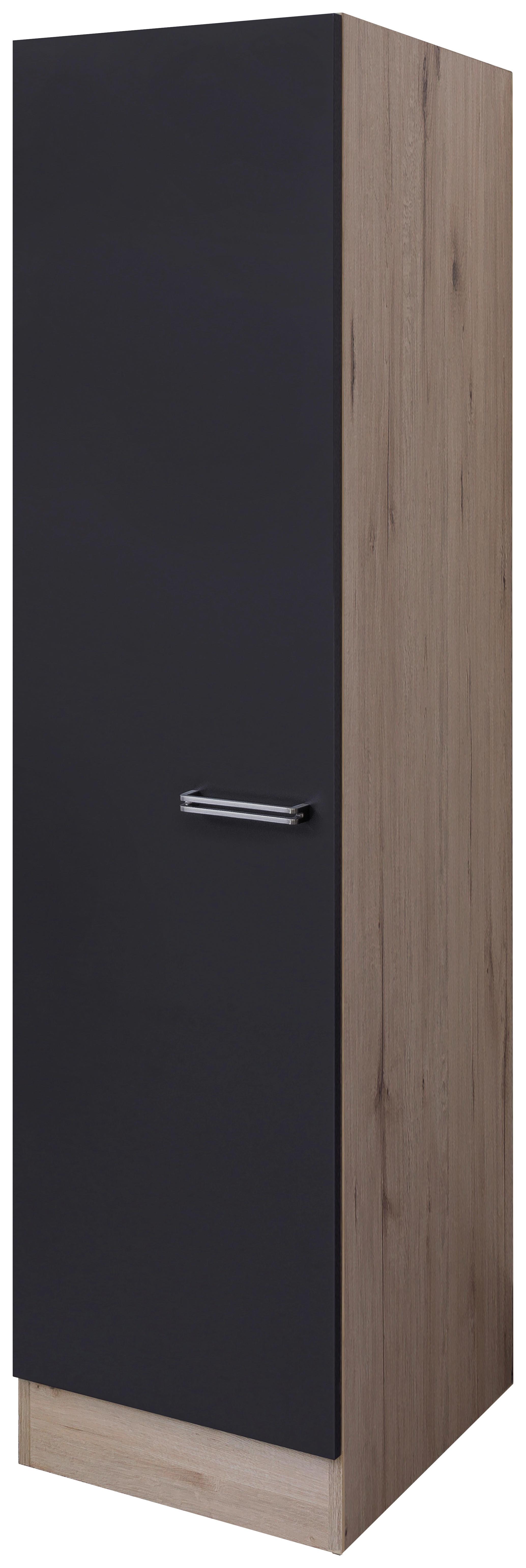 Geschirrschrank Anthrazit/Eiche - Edelstahlfarben/Eichefarben, MODERN, Holzwerkstoff/Metall (50/200/57cm) - FlexWell