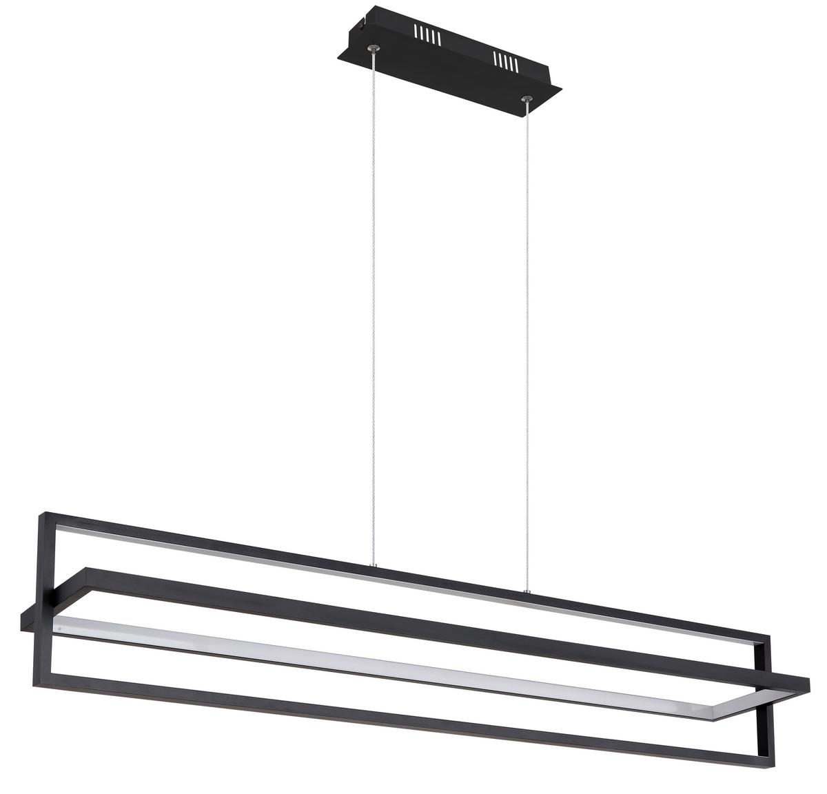 Hängeleuchte Flips Opal/Schwarz max. 43 Watt - Opal/Schwarz, Trend, Kunststoff/Metall (102/18/120cm) - Globo