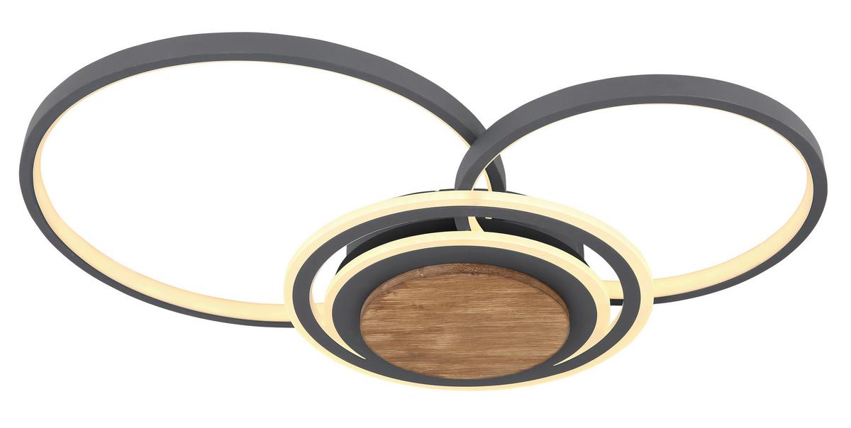 LED-Deckenleuchte Nirra max. 40 Watt - Dunkelbraun/Opal, MODERN, Holz/Kunststoff (65/45/10cm)