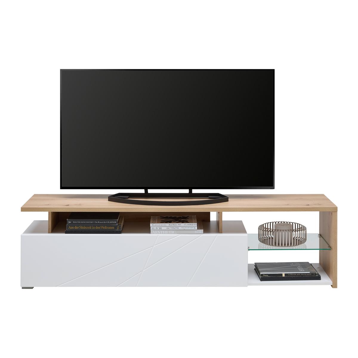 Lowboard Arctic Weiß/Eiche Artisan - Weiss/Eiche Artisan, Modern, Holzwerkstoff (170/47/42cm) - Mömax