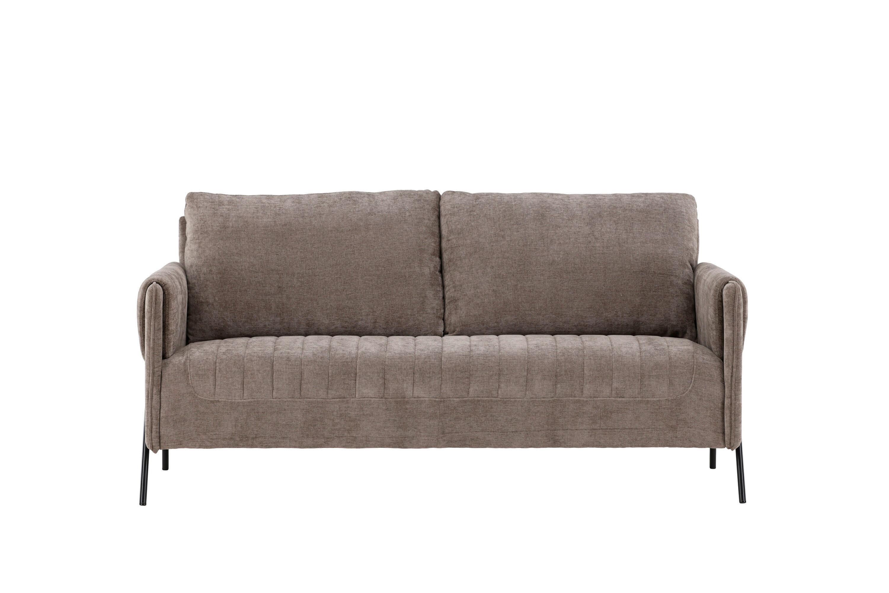 2-Sitzer-Sofa Indigo Beige - Beige/Schwarz, MODERN, Textil/Metall (165/85/77cm) - Livetastic