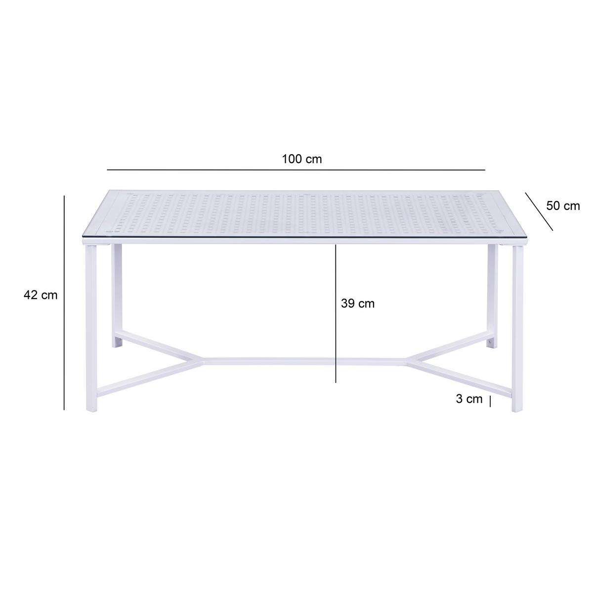 Couchtisch Wl7.324 - Weiss, Design, Glas/Metall (100/50/42cm) - MID.YOU