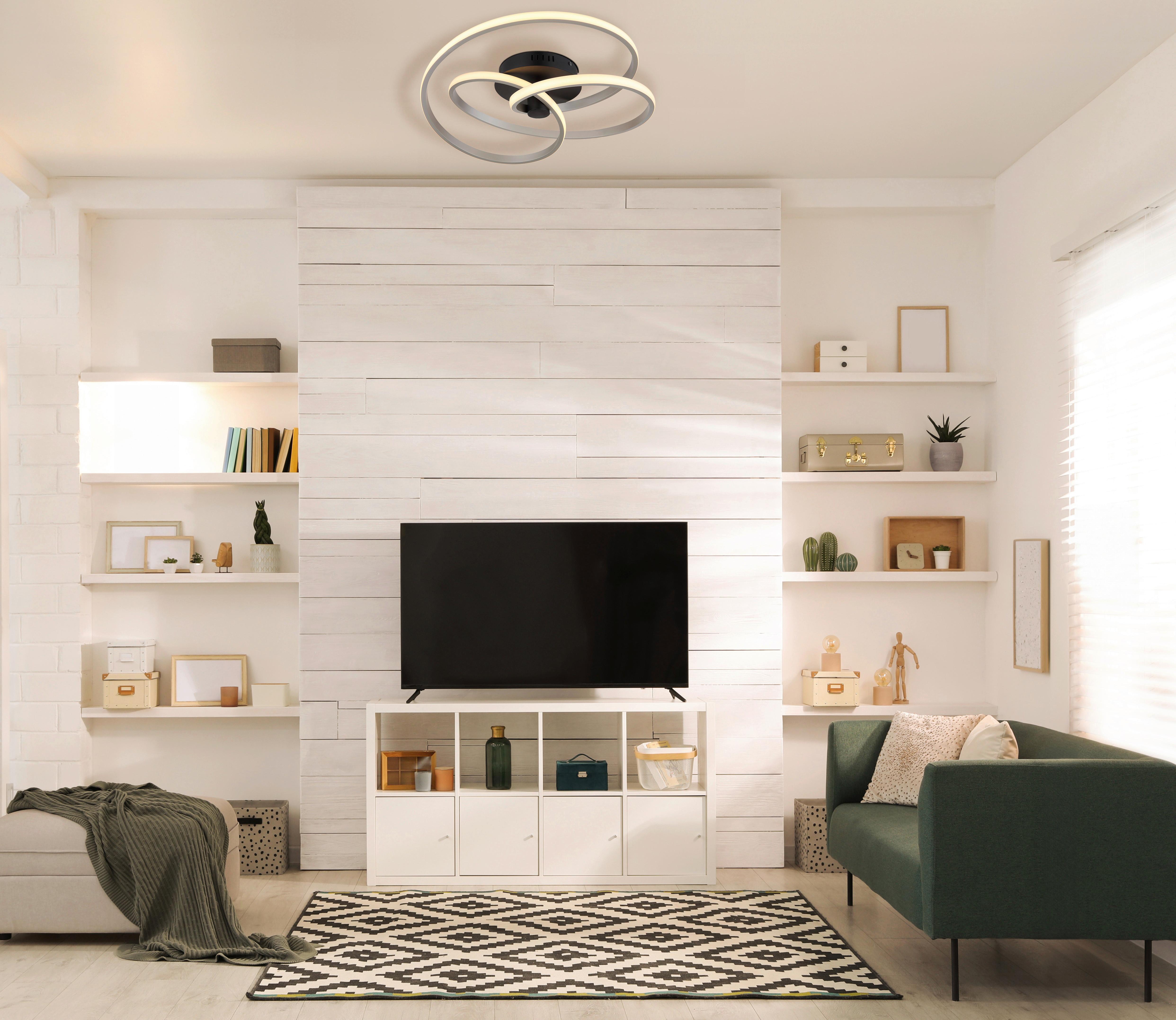 LED-DECKENLEUCHTE 67183-40N GLYXAR - Weiss/Schwarz, Design, Kunststoff/Metall (50/16cm) - Globo