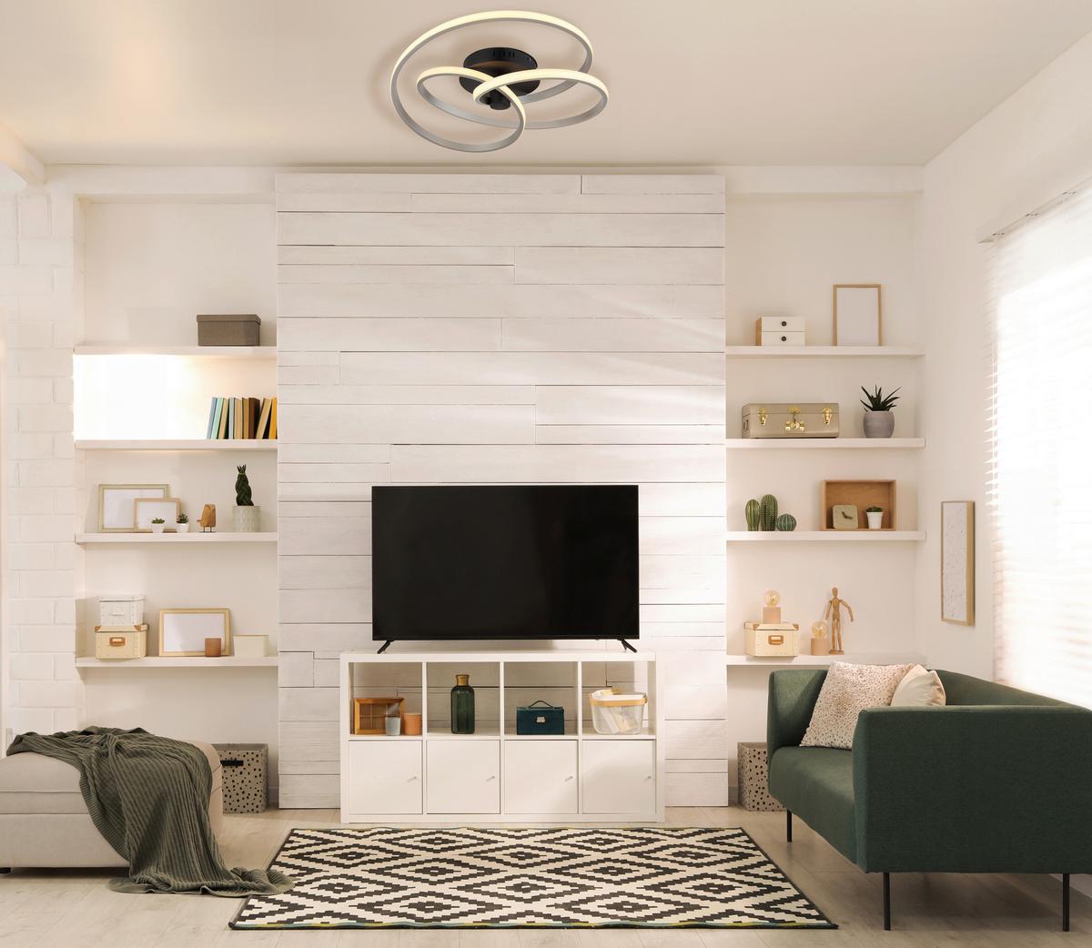 LED-DECKENLEUCHTE 67183-40N GLYXAR - Weiss/Schwarz, Design, Kunststoff/Metall (50/16cm) - Globo