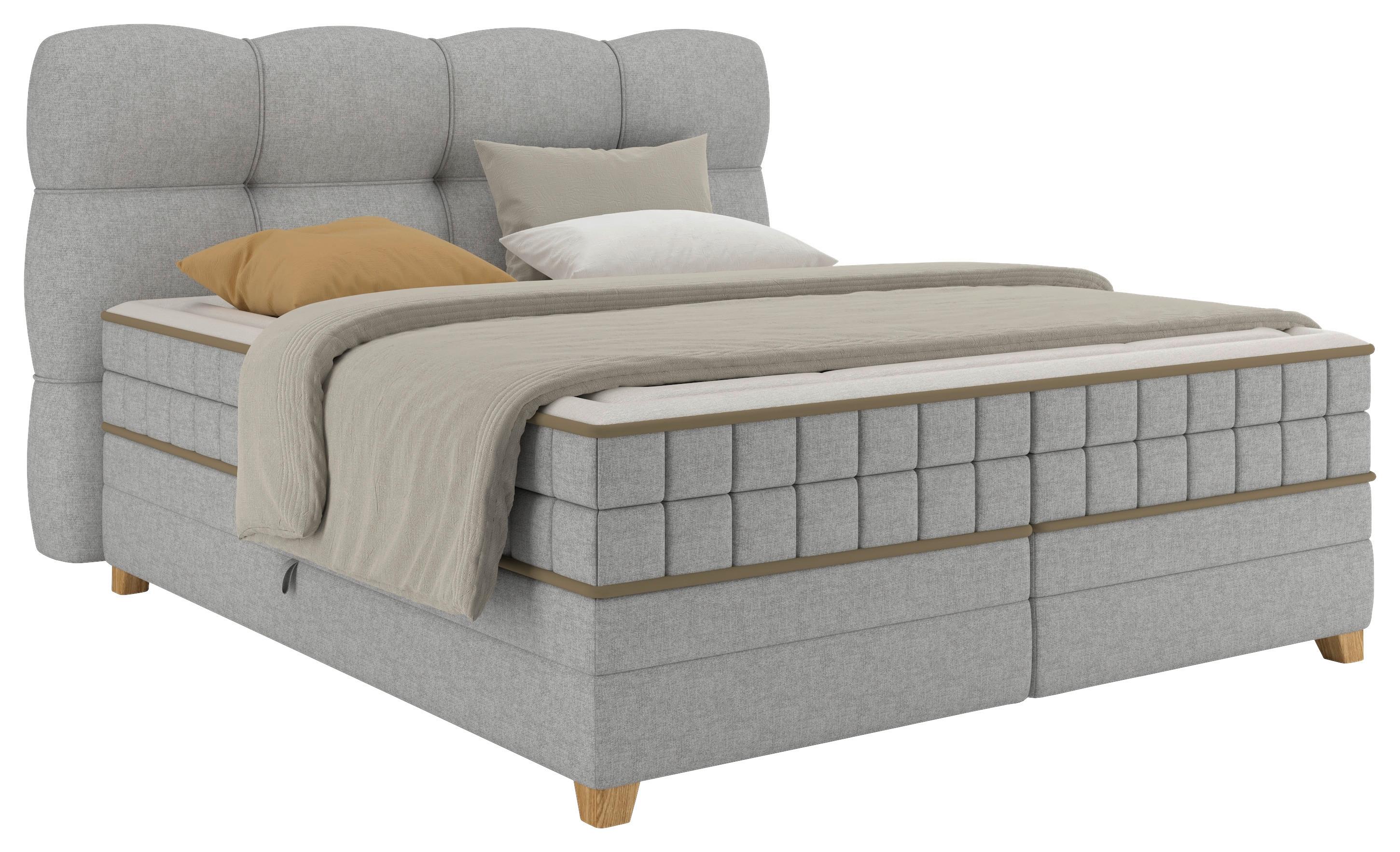 Boxspringbett Bianco Taupe ca. 180x200cm - Taupe, KONVENTIONELL, Holz/Holzwerkstoff (180/200cm) - Premium Living