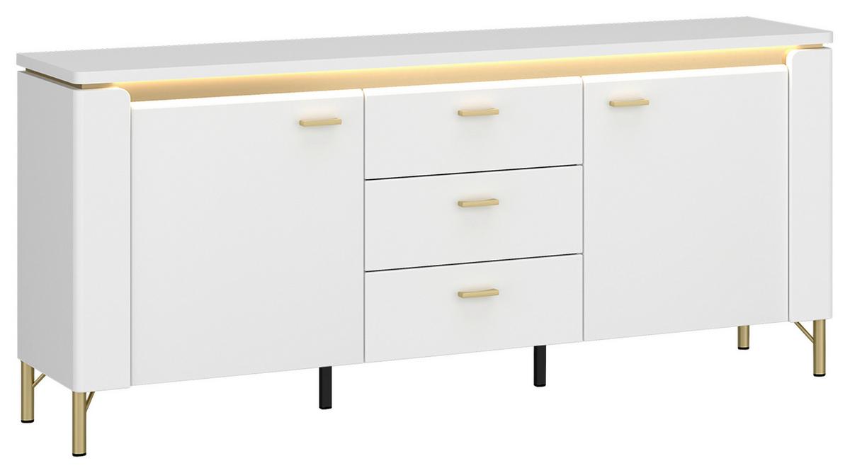 Tv-element Lazio, Bela, Zlata - zlate barve/bela, Trend, kovina/leseni material (155,3/70/40cm)