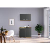 Miniküche Grau/Eiche Sonoma m. Geräten B: ca. 100cm - Edelstahlfarben/Grau, MODERN, Holzwerkstoff/Kunststoff (100cm) - Respekta